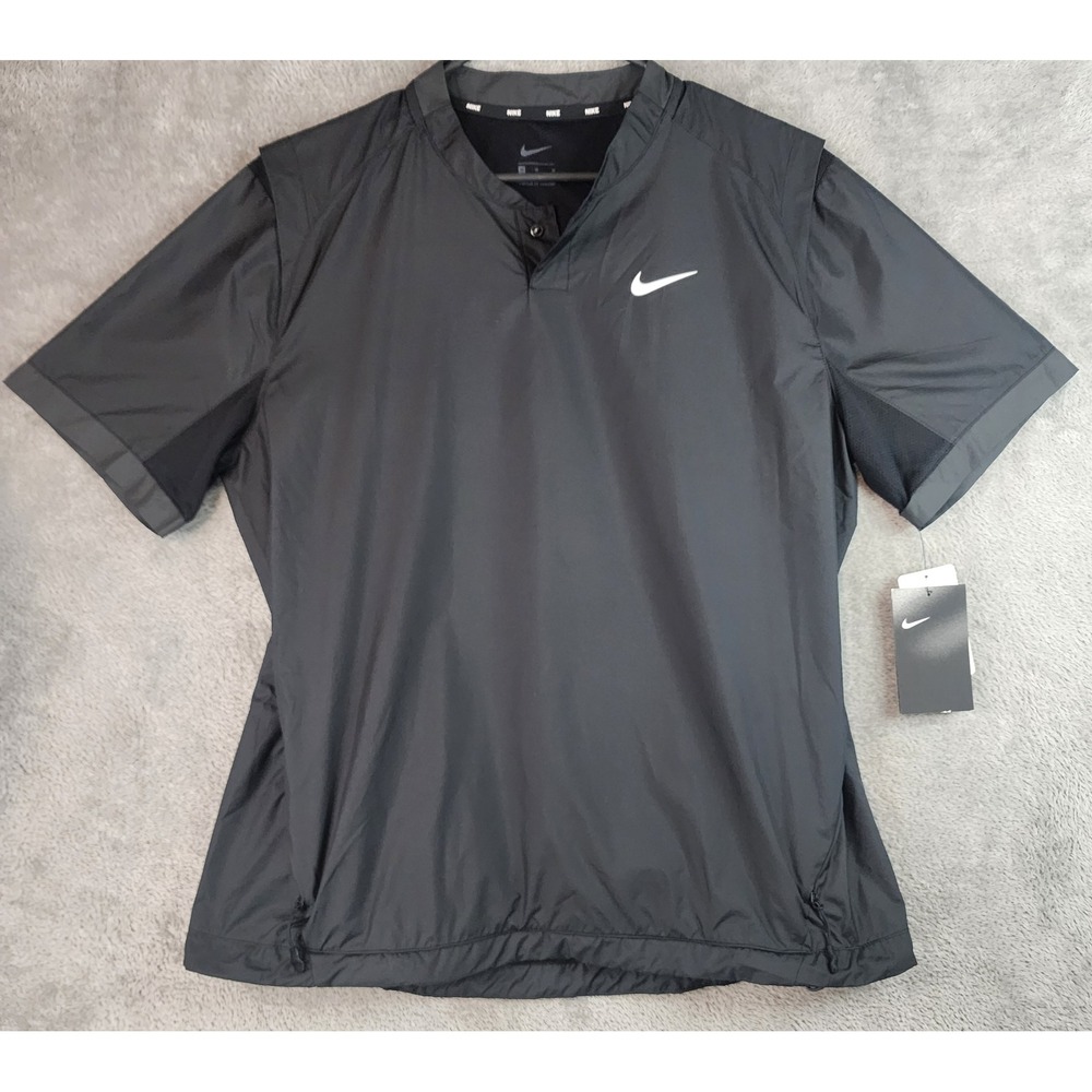 Nike Dri-FIT Cage Jacket Womens Medium Black Short Sleeve Golf Pullover Top